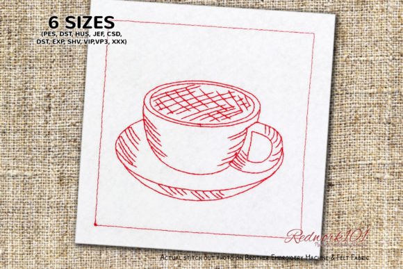 Coffee Cup in Saucer: A Whimsical Embroidery Staple for Personalized Gifts