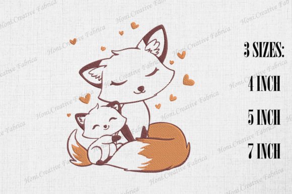 Cute Mama Fox Embroidery Design