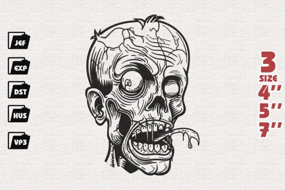 Halloween Zombie Embroidery Design