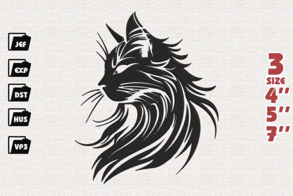 Mysterious Cat Embroidery Design